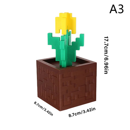 3D Printed Charming Pixelated Rose Pixel Art Design Home Decor Holiday Gift Item | Retro Aesthetic | Crafted Pixel Rose Staue