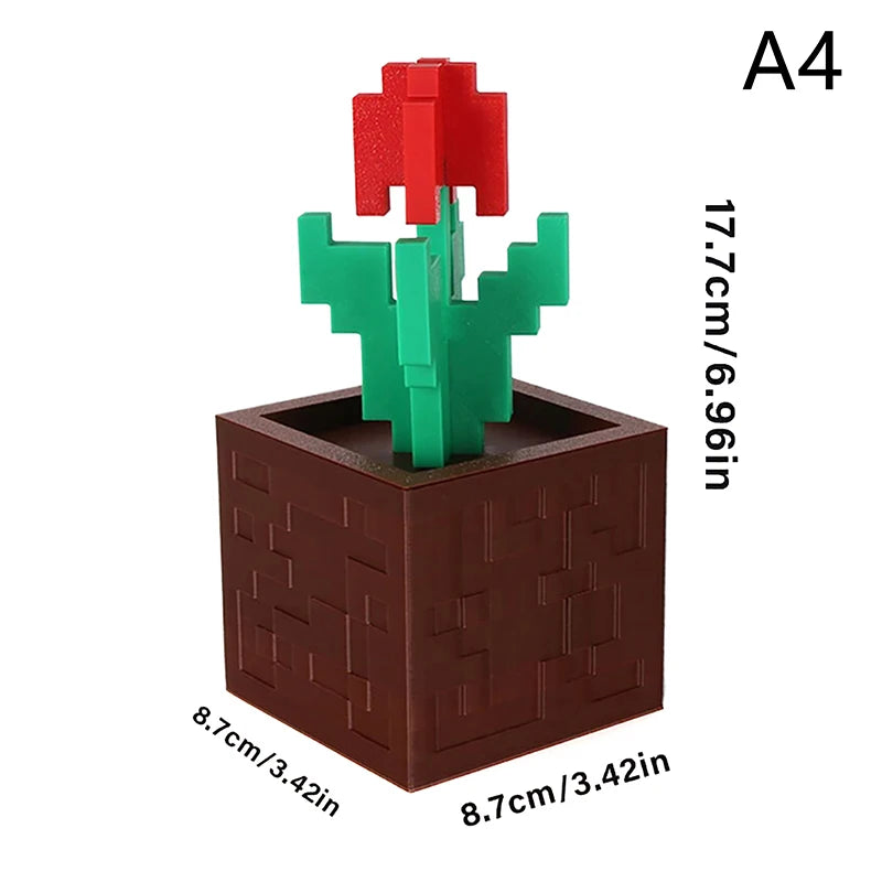 3D Printed Charming Pixelated Rose Pixel Art Design Home Decor Holiday Gift Item | Retro Aesthetic | Crafted Pixel Rose Staue