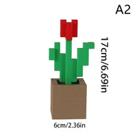 3D Printed Charming Pixelated Rose Pixel Art Design Home Decor Holiday Gift Item | Retro Aesthetic | Crafted Pixel Rose Staue
